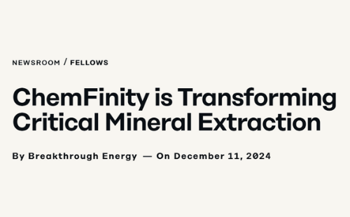 Breakthrough Energy Publishes In-Depth Feature on ChemFinity's Vision and Progress